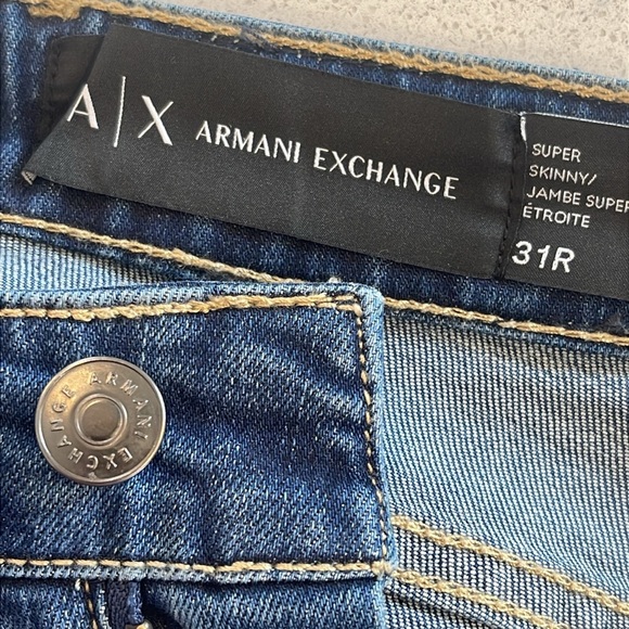 Armani Exchange Super Skinny Blue Jeans - Size 31R - Picture 10 of 11